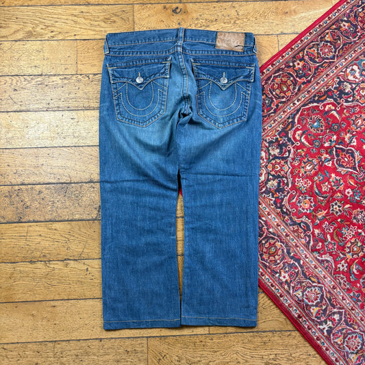 Vintage True Religion Blue Embroidered Y2K Hip Hop Baggy Jeans - 40