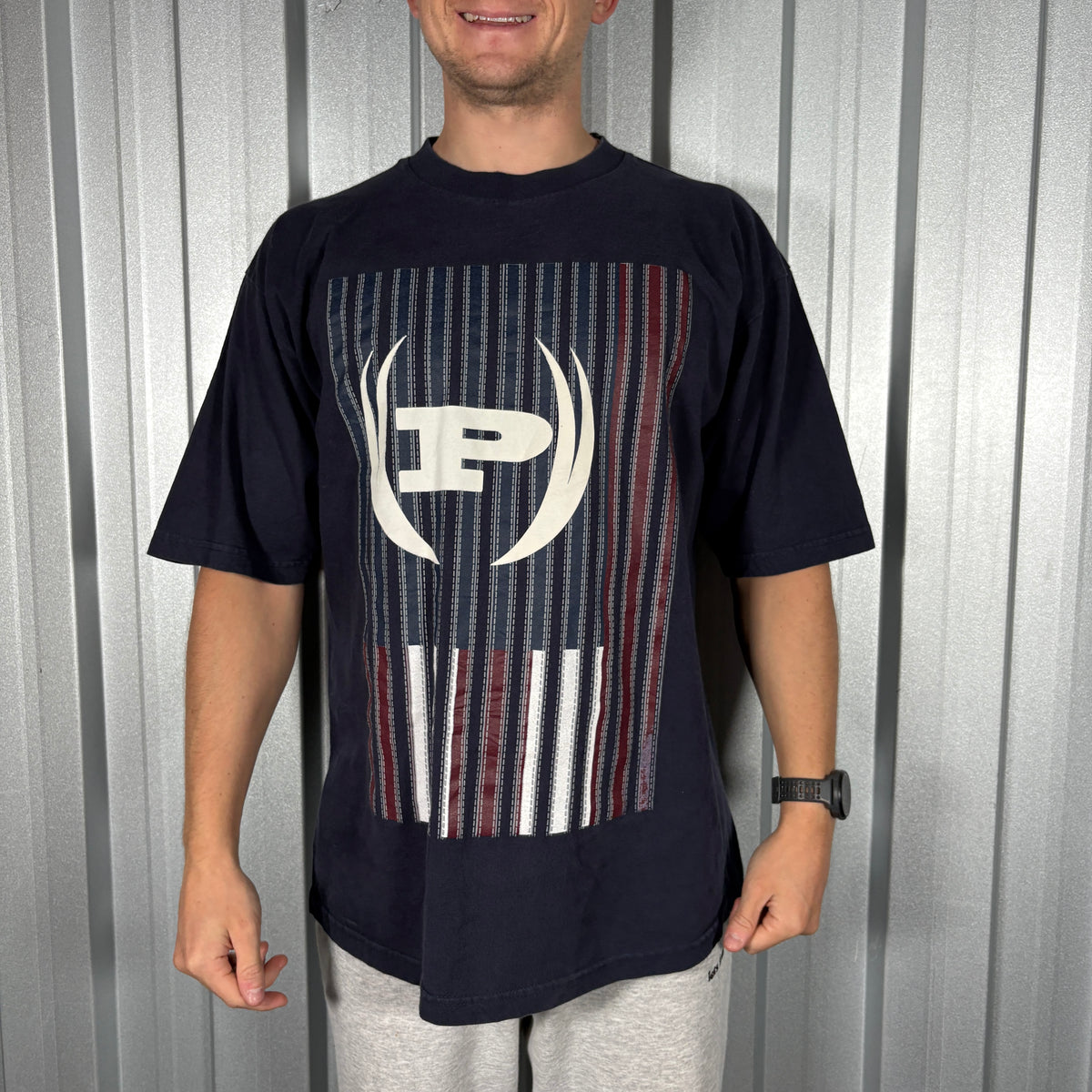 Phat Farm Navy Hip Hop Graphic T Shirt - L