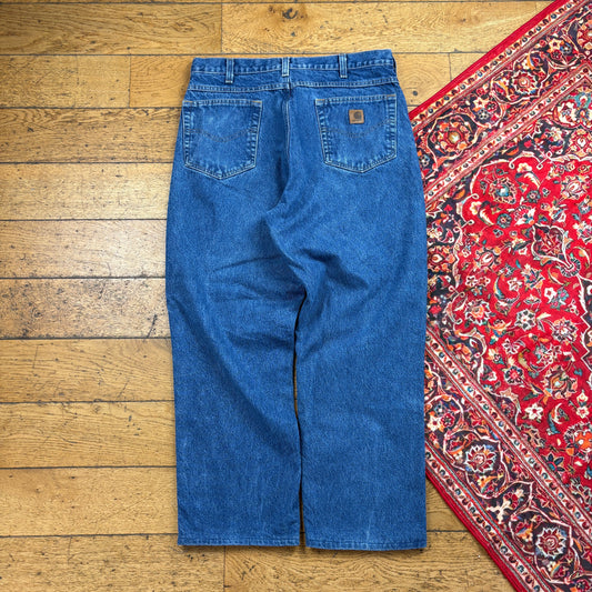 Vintage Carhartt Blue Workwear Carpenter Baggy Jeans - 35