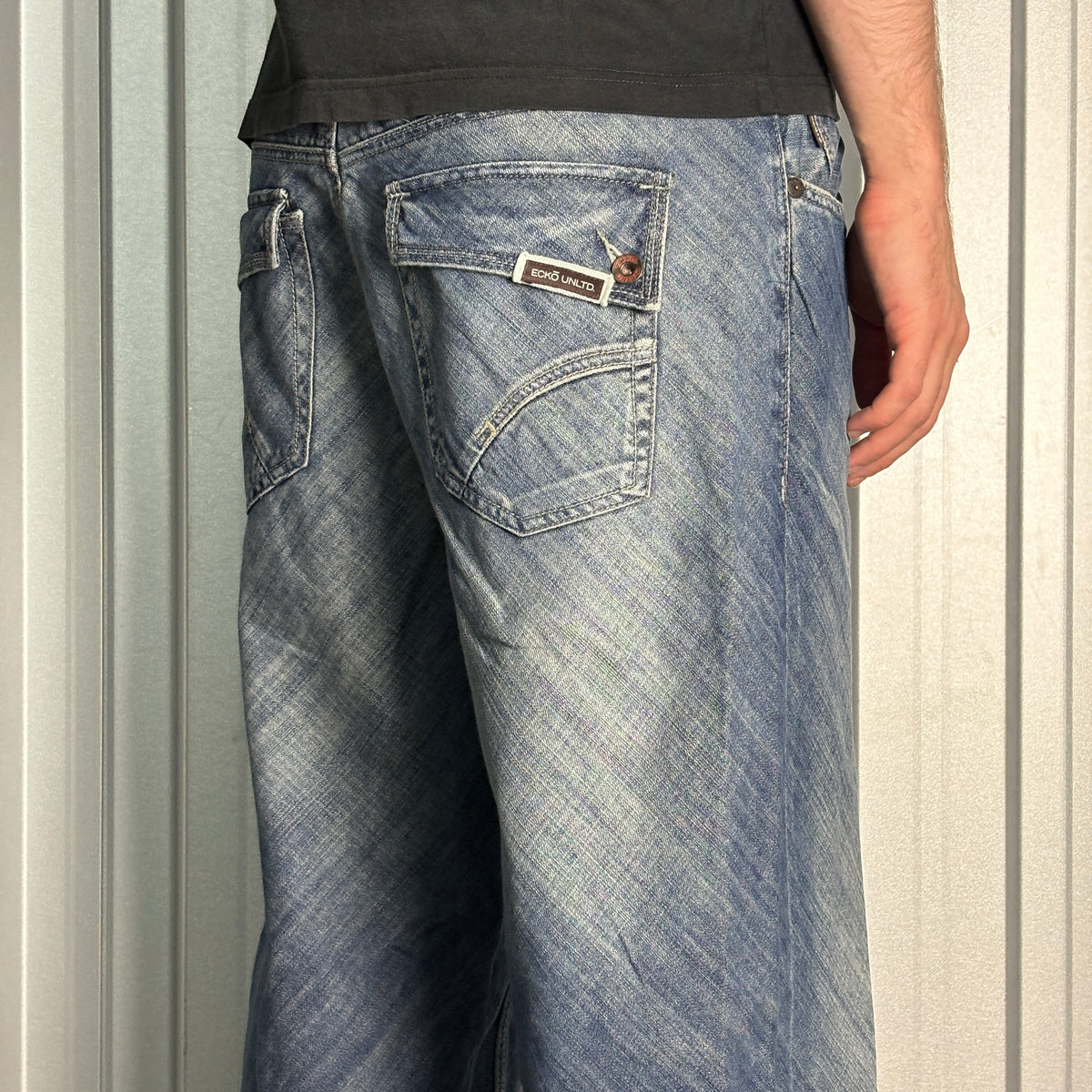 Ecko Unltd Blue Embroidered Japanese Denim Hip Hop Y2K Baggy Jeans - 38L