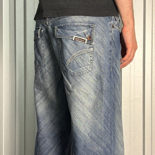 Ecko Unltd Blue Embroidered Japanese Denim Hip Hop Y2K Baggy Jeans - 38L