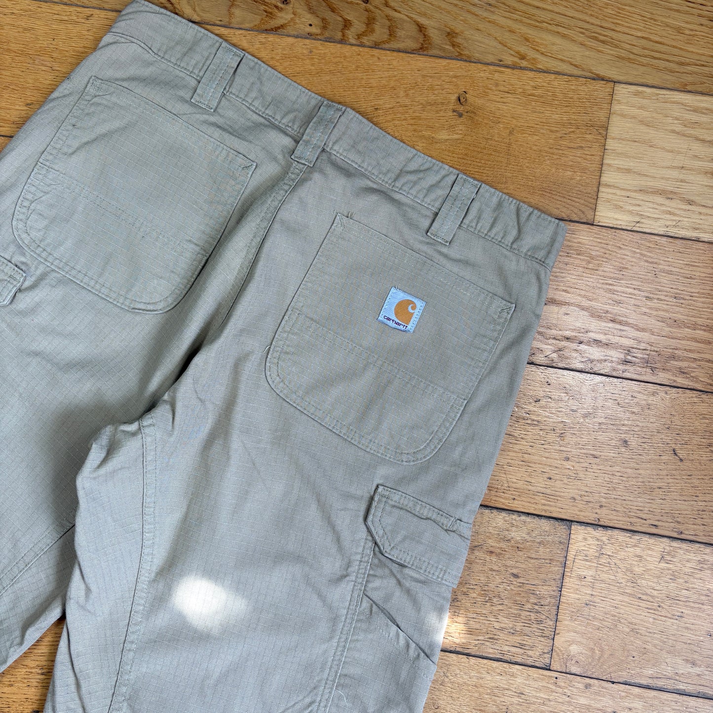 Vintage Carhartt Cream Workwear Baggy Cargo Carpenter Shorts - 34