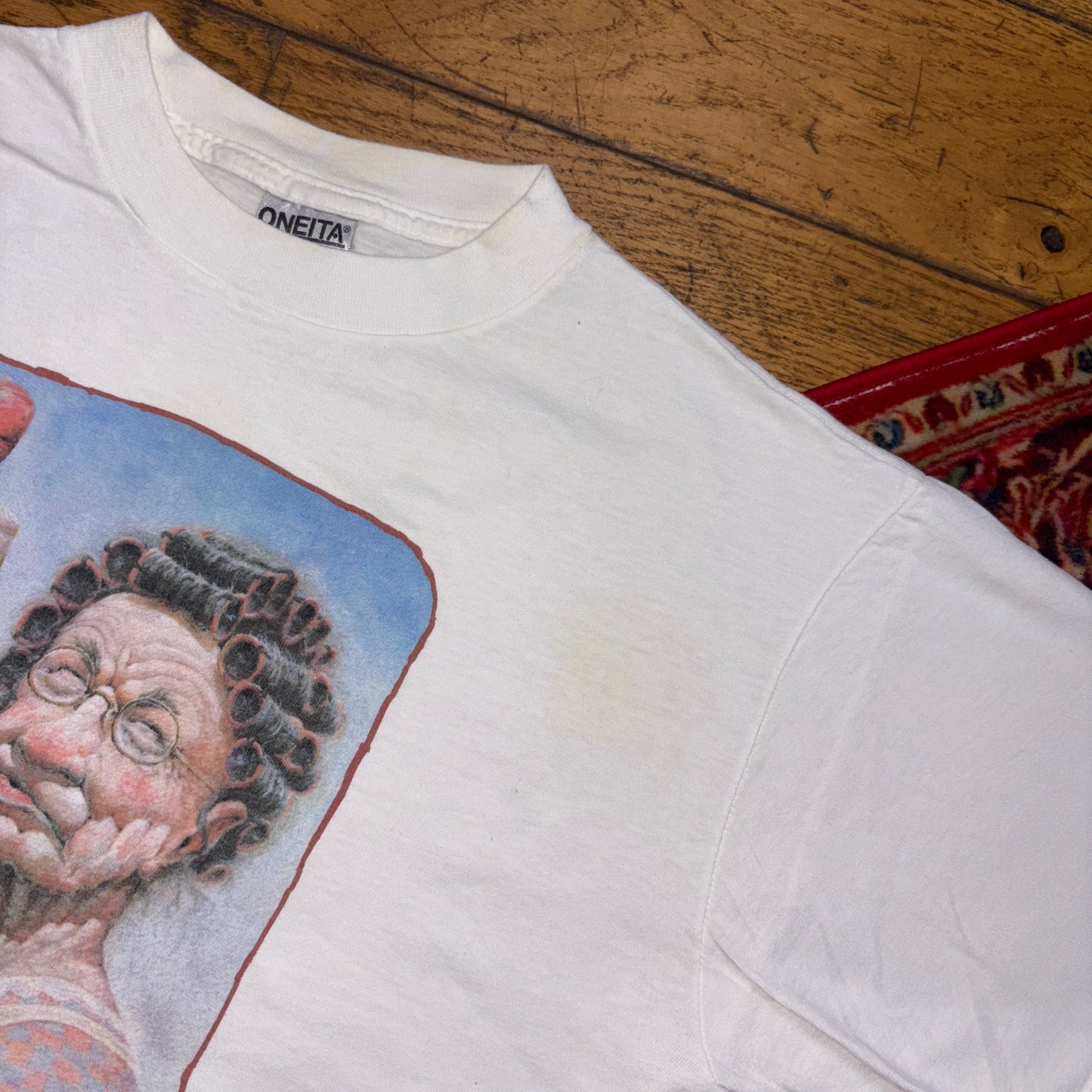 Vintage 1992 Mum White Funny Single Stitch Graphic T-Shirt - M