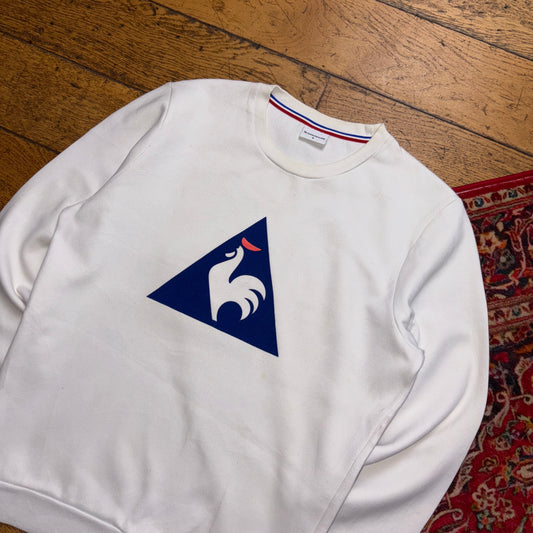 Vintage Le Coq Sportif White Sweatshirt - S