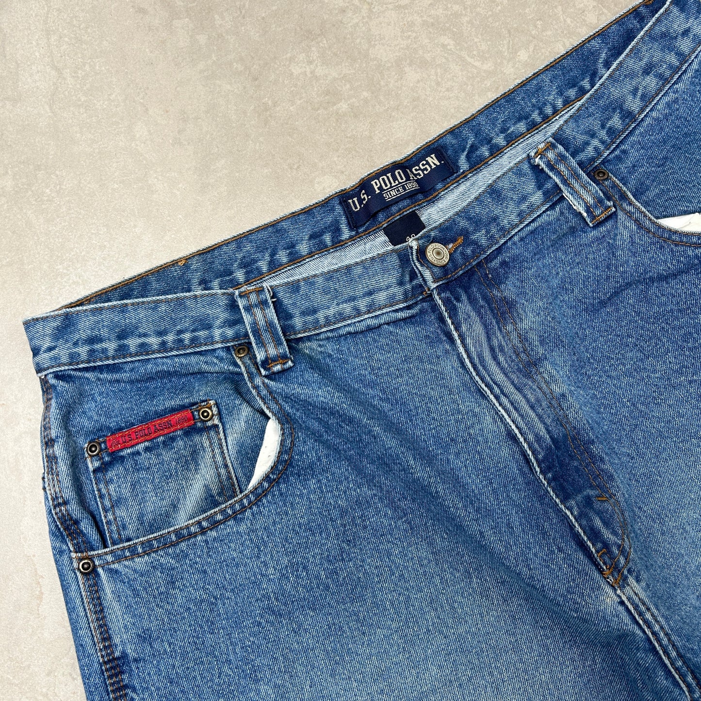 Vintage US Polo ASSN Embroidered Hip Hop Baggy Blue Shorts Jorts - 40