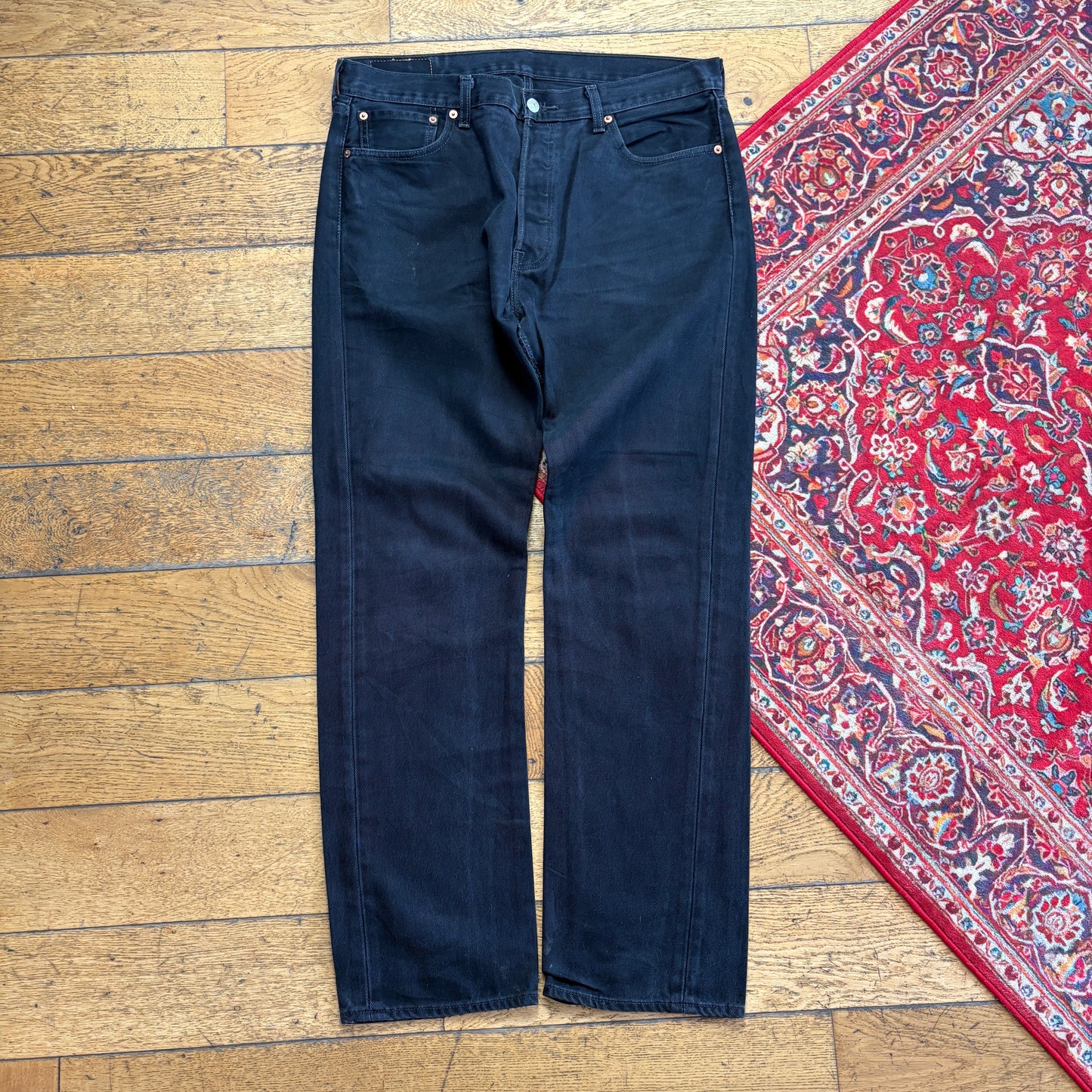 Vintage Levis 501 Straight Black Denim Jeans - 36R
