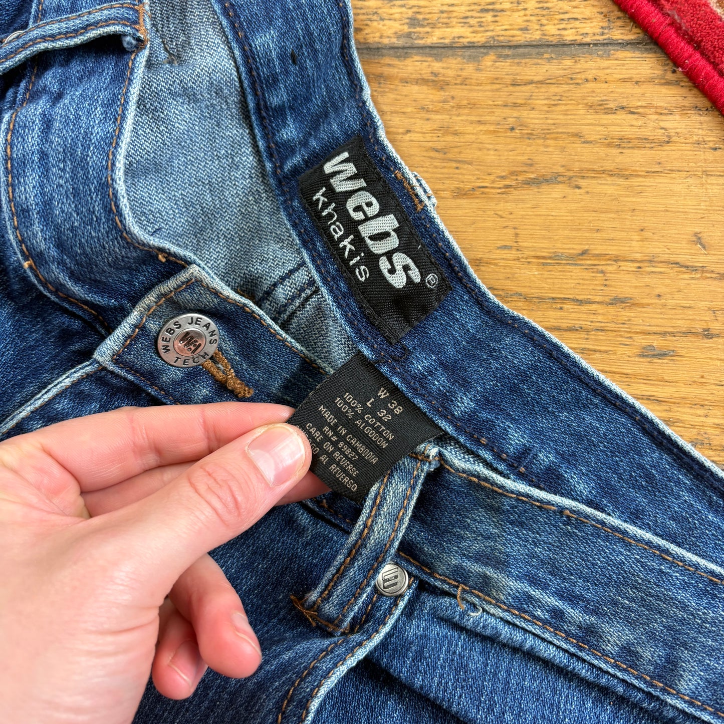 Vintage Webs Blue Embroidered Y2K Hip Hop Baggy Jeans - 38