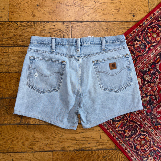 Vintage Carhartt Blue Womens Workwear Baggy Carpenter Shorts - Size 16