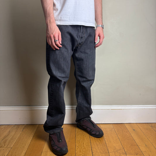 Vintage Levis 501 Straight Washed Black Denim Jeans - 38R
