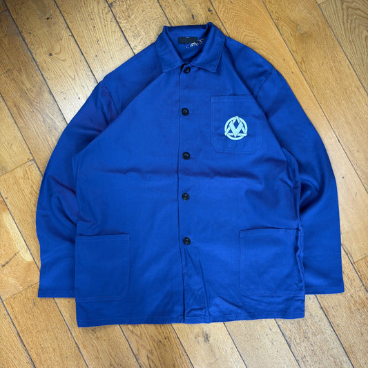 Vintage French Chore Workwear Jacket Blue Overcoat - XL