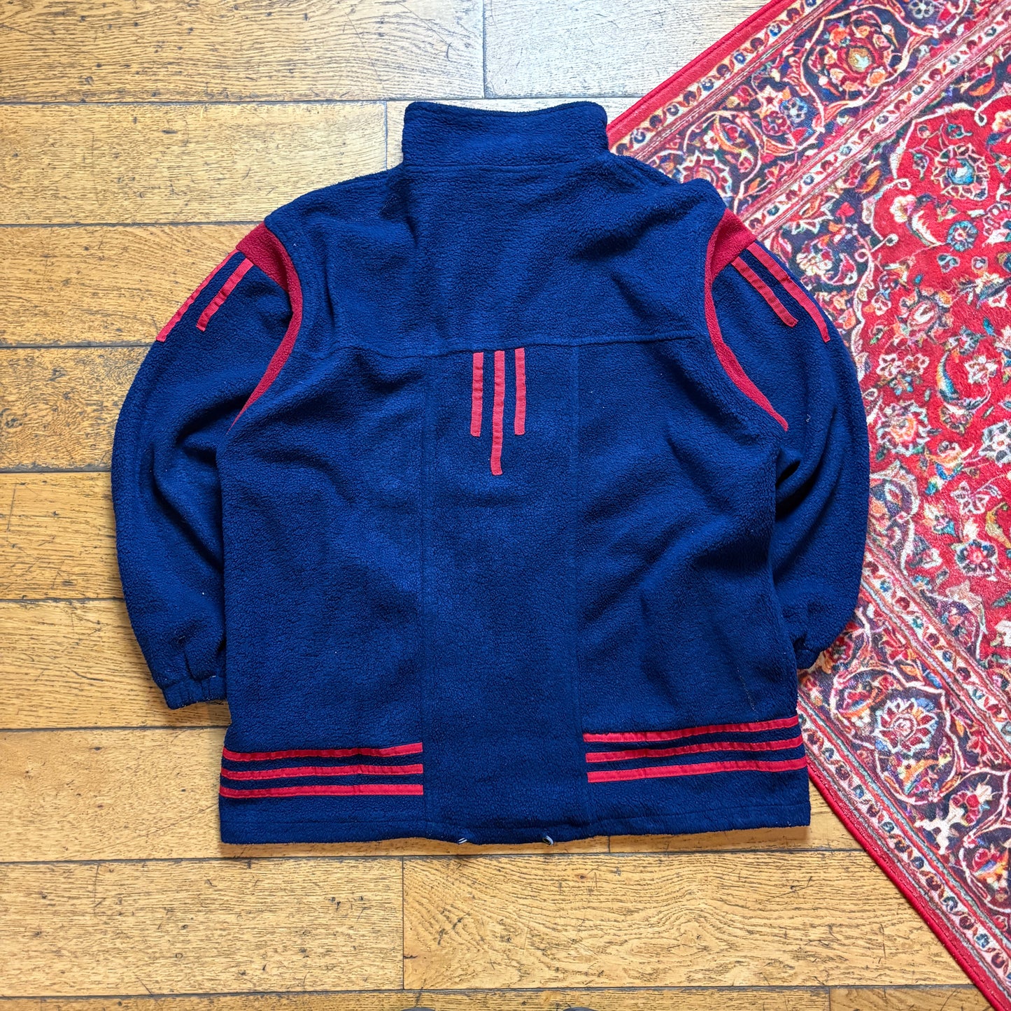 Vintage 90s Navy Adidas Embroidered Fleece Zip Sweatshirt - M