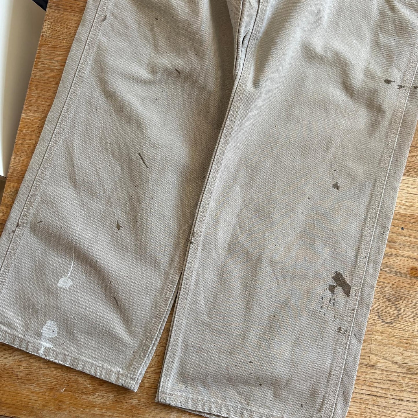 Vintage Carhartt Cream Light Brown Workwear Carpenter Baggy Trousers - 33R
