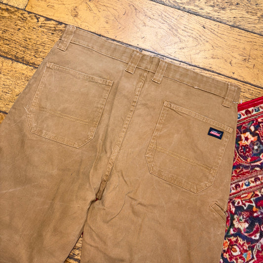 Vintage Dickies Workwear Carpenter Baggy Brown Shorts - 36