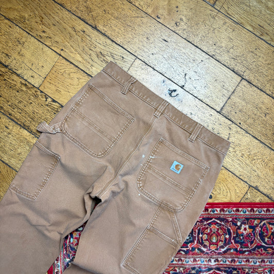 Vintage Carhartt Workwear Carpenter Brown Baggy Trousers - 35R