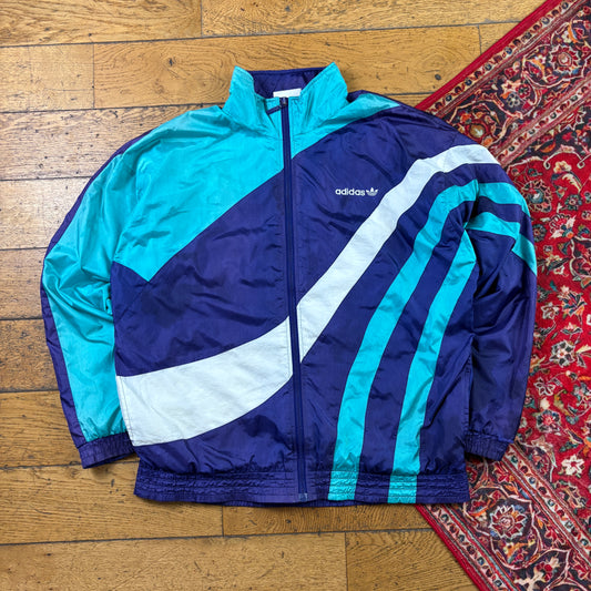 Vintage Adidas Purple Blue 80s Tracksuit Track Shell Windbreaker Jacket - XL