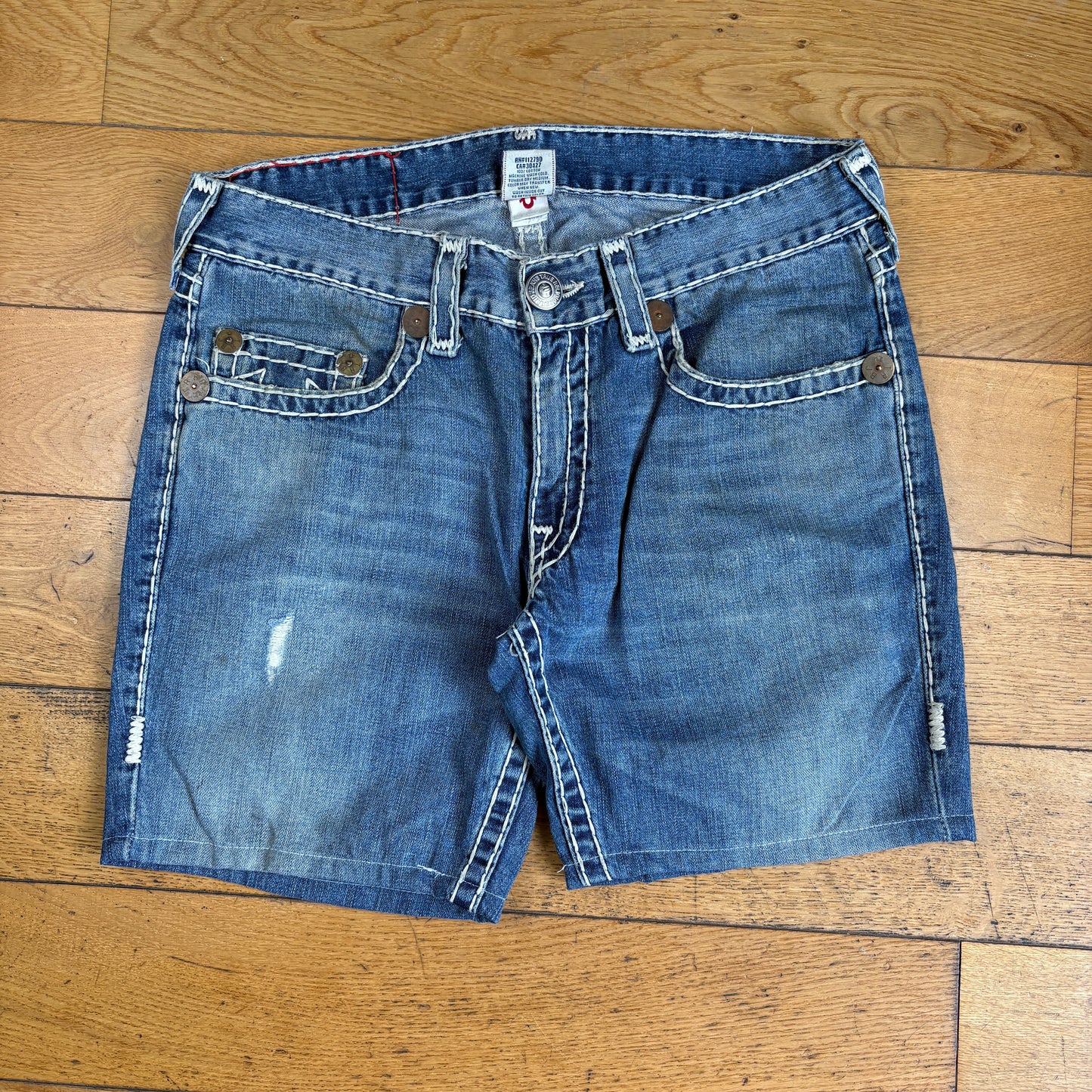 Vintage True Religion Blue Embroidered Y2K Shorts Jorts - 36