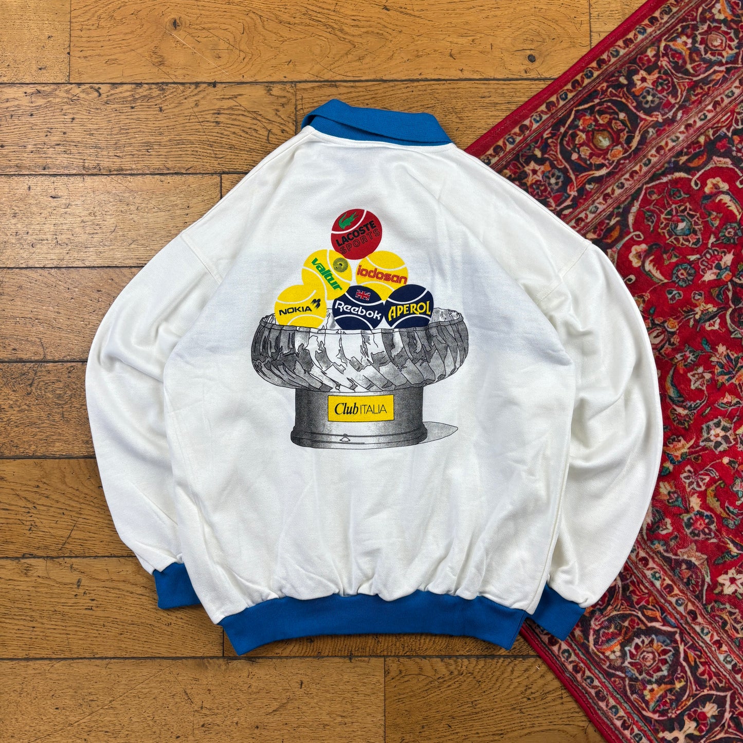Vintage 1993 Aperol Graphic Rugby White Sweatshirt - M