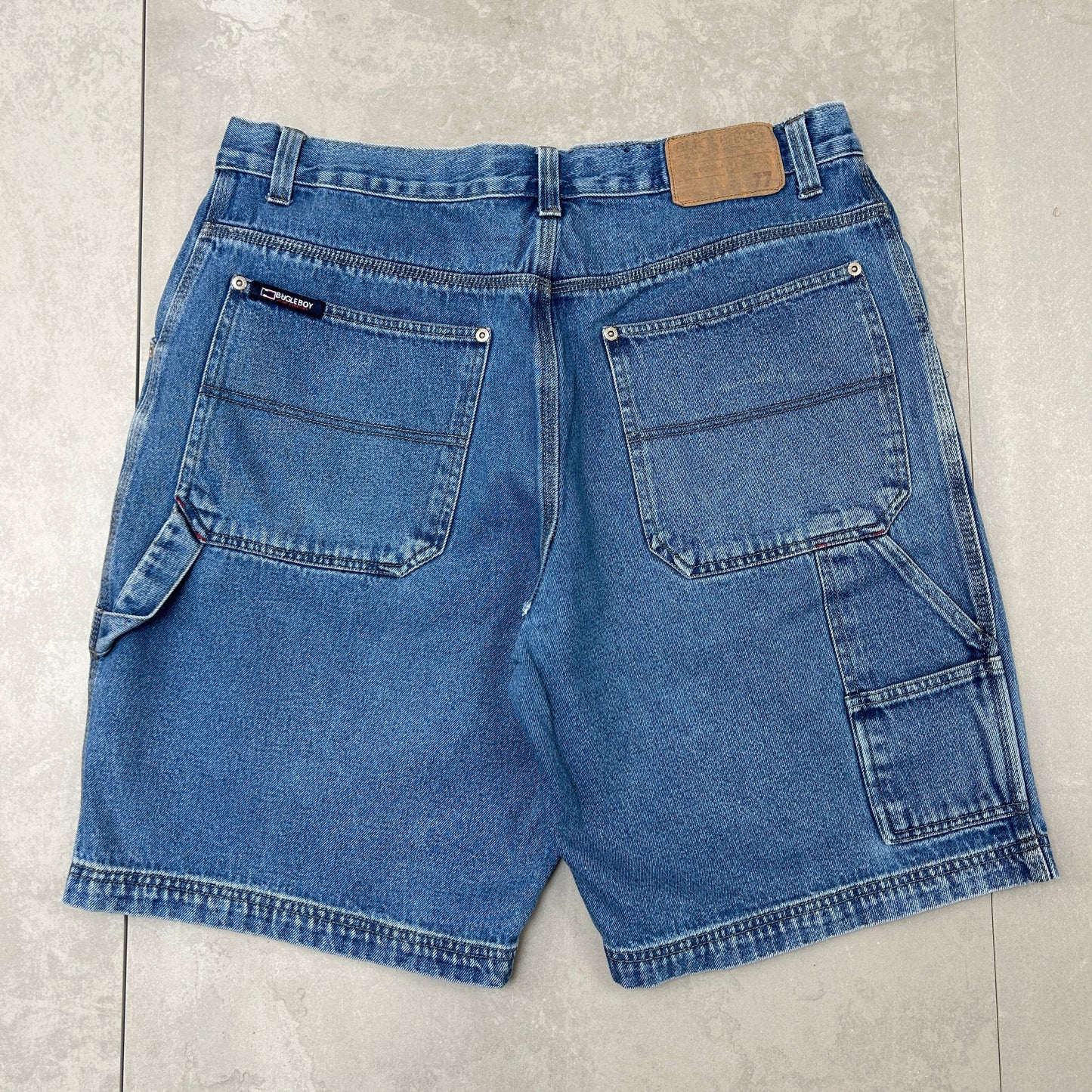 Vintage Bugle Boy Embroidered Hip Hop Baggy Blue Shorts Jorts - 38