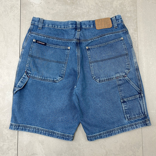 Vintage Bugle Boy Embroidered Hip Hop Baggy Blue Shorts Jorts - 38