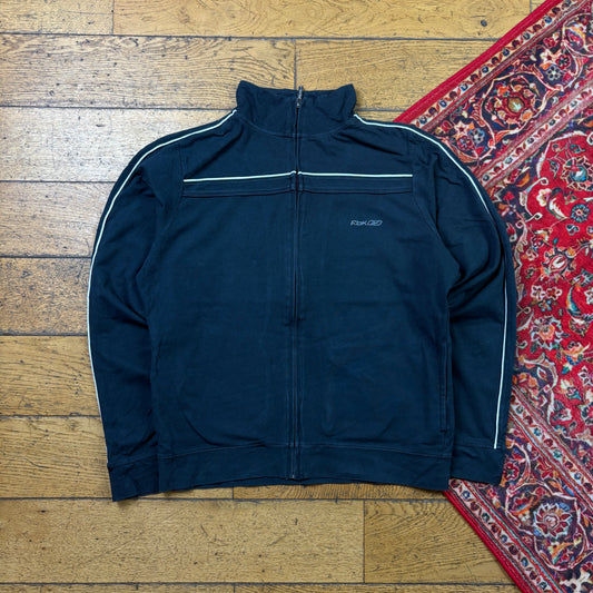 Vintage Reebok Black Womens Zip Embroidered Sweatshirt - Size 10/12