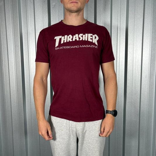 Thrasher Burgundy Skate Graphic T Shirt - XS