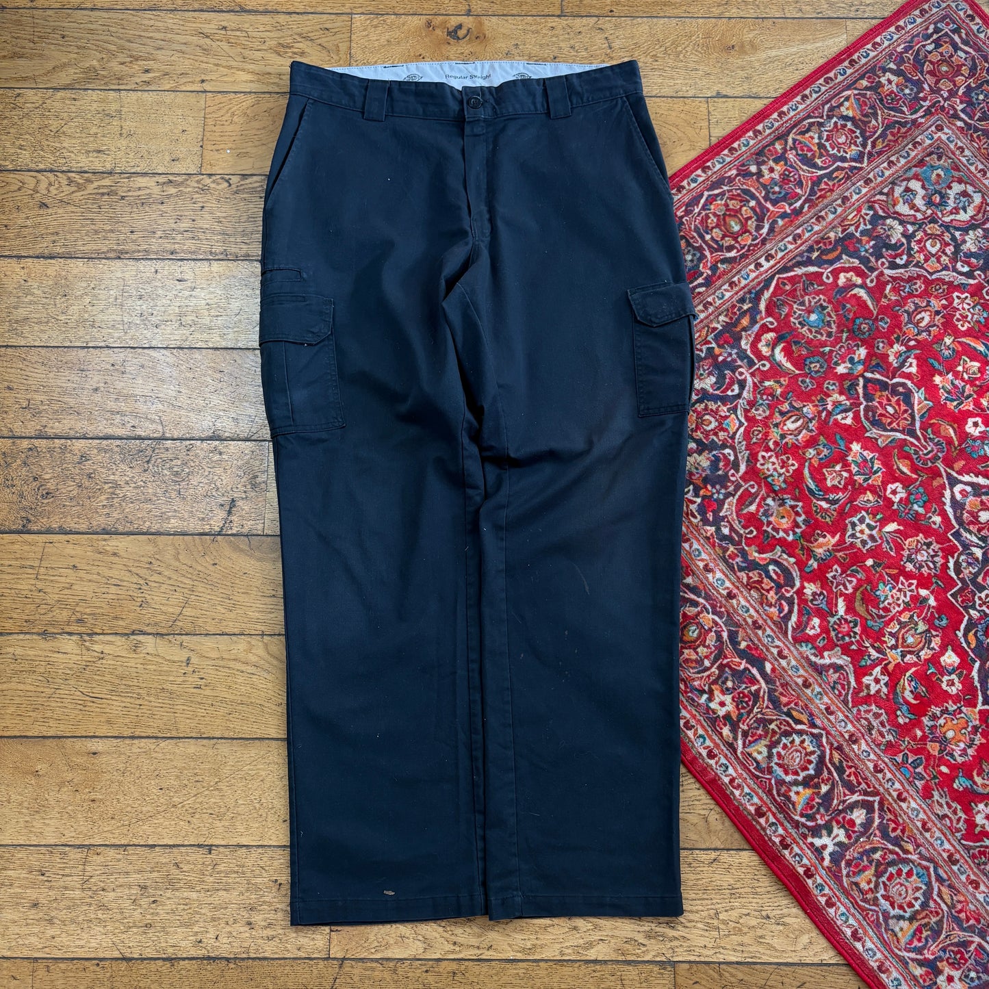 Vintage Dickies 874 Black Cargo Baggy Skate Trousers - 38