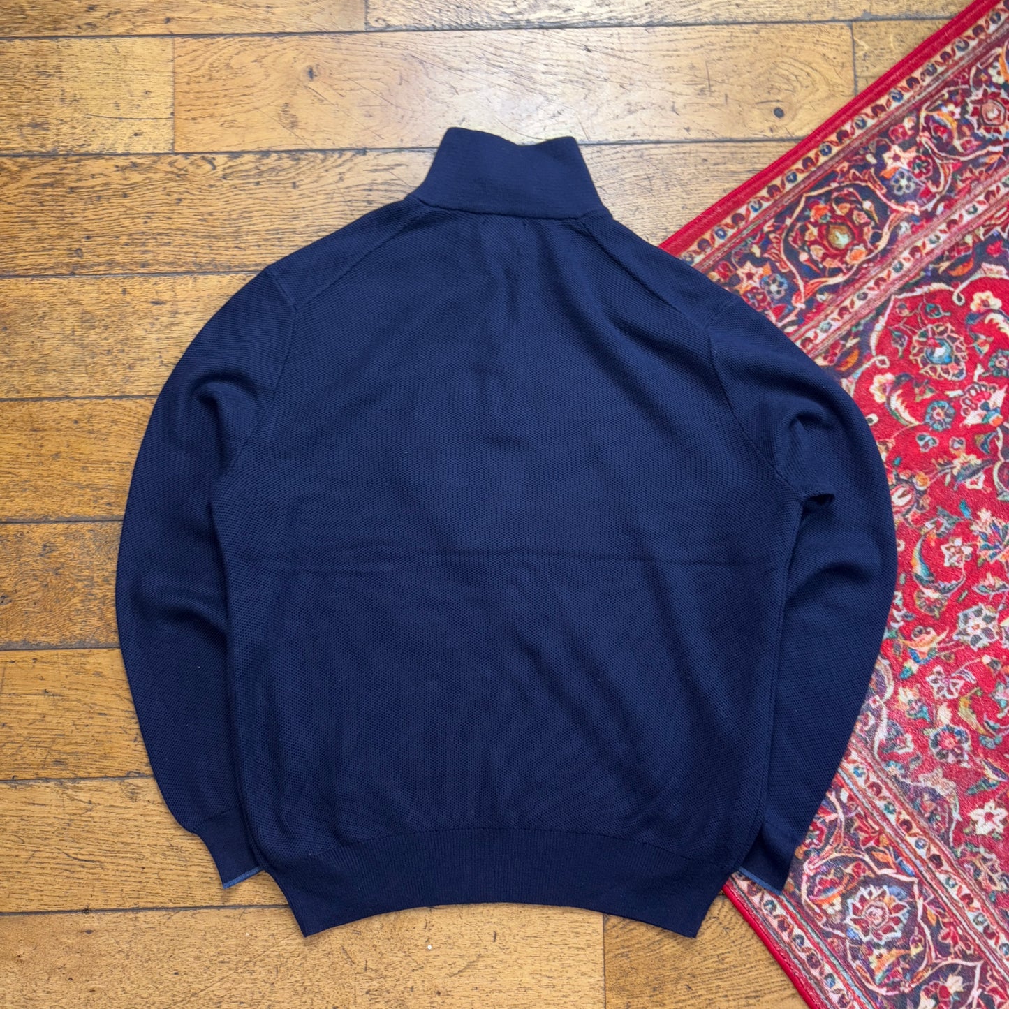 Vintage Ralph Lauren Navy Quarter Zip Knit Jumper - L