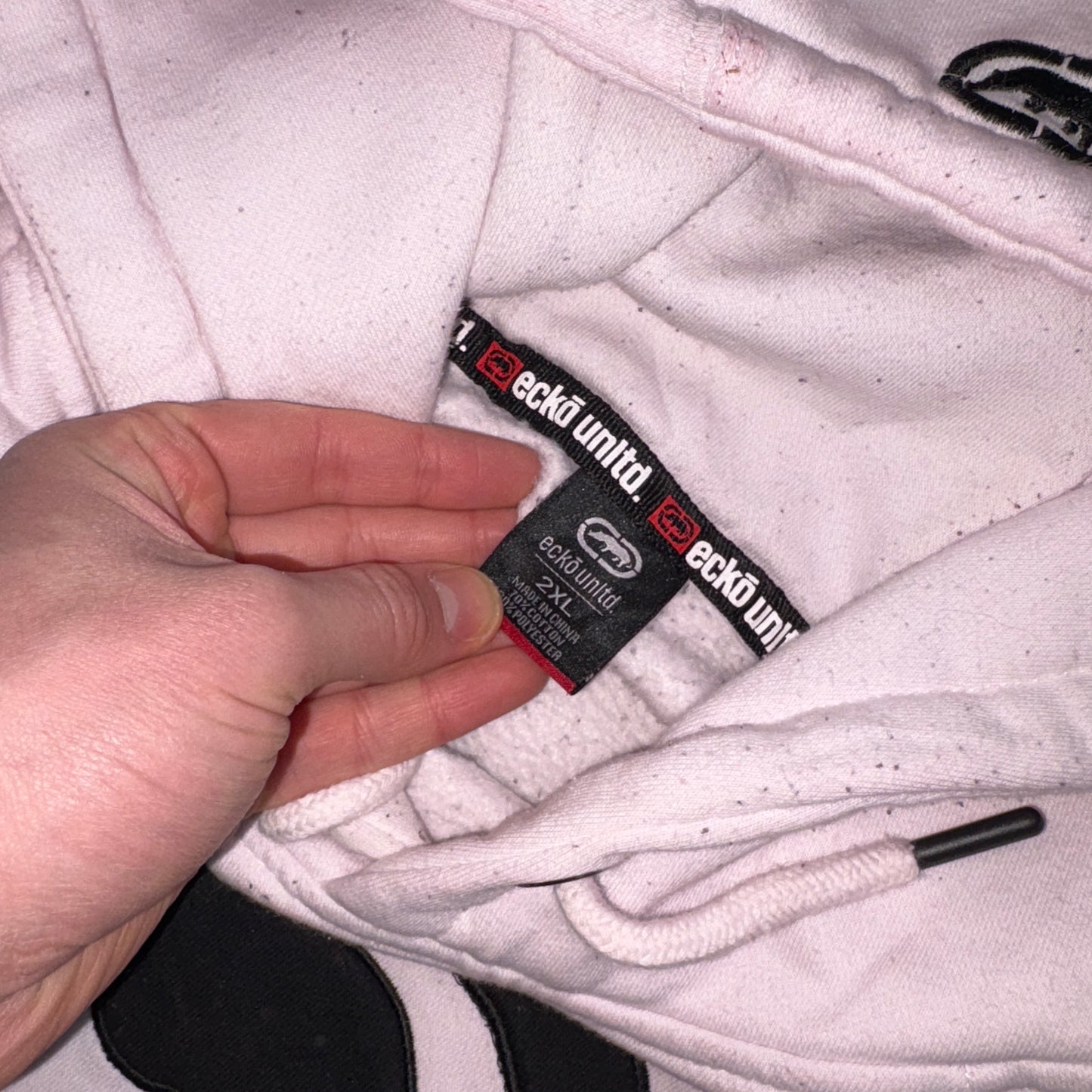 Vintage Ecko Unltd Light Pink Hip Hop Hoodie Embroidered Sweatshirt - 2XL