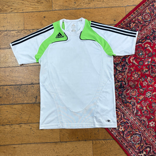 Vintage Adidas White Green Graphic T-Shirt - S
