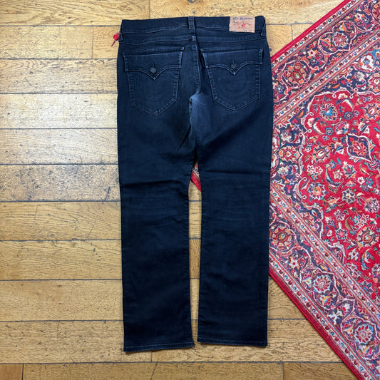 Vintage True Religion Black Embroidered Y2K Hip Hop Straight Jeans - 40