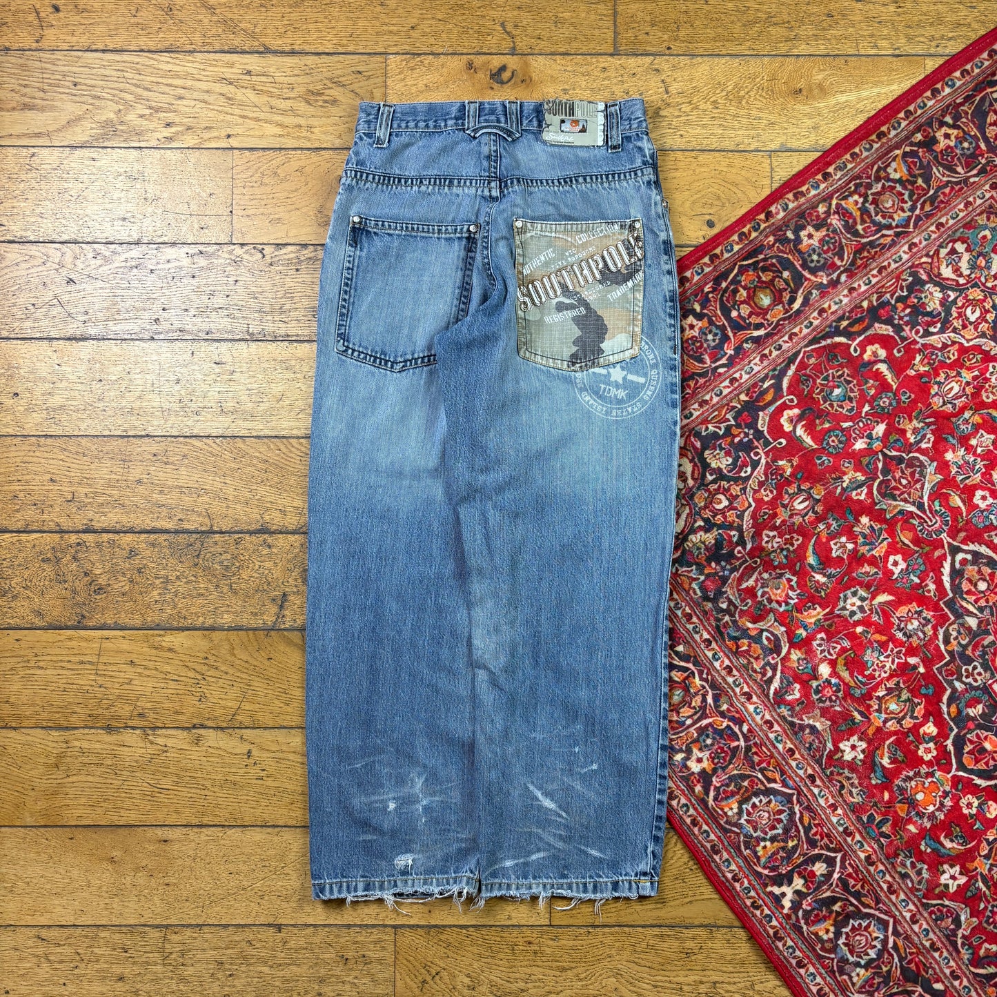 Vintage Southpole Blue Embroidered Y2K Hip Hop Baggy Jeans - 29