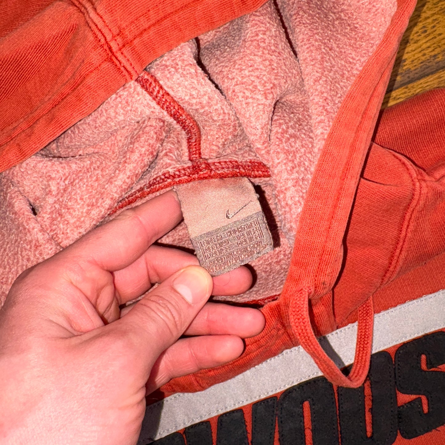 Vintage Y2K Nike Swoosh Orange Hoodie Embroidered Sweatshirt - L