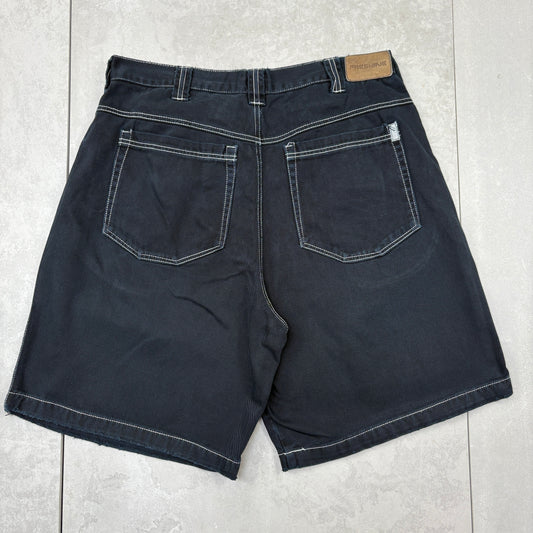 Vintage FreshJive Embroidered Hip Hop Black Baggy Shorts Jorts - 34