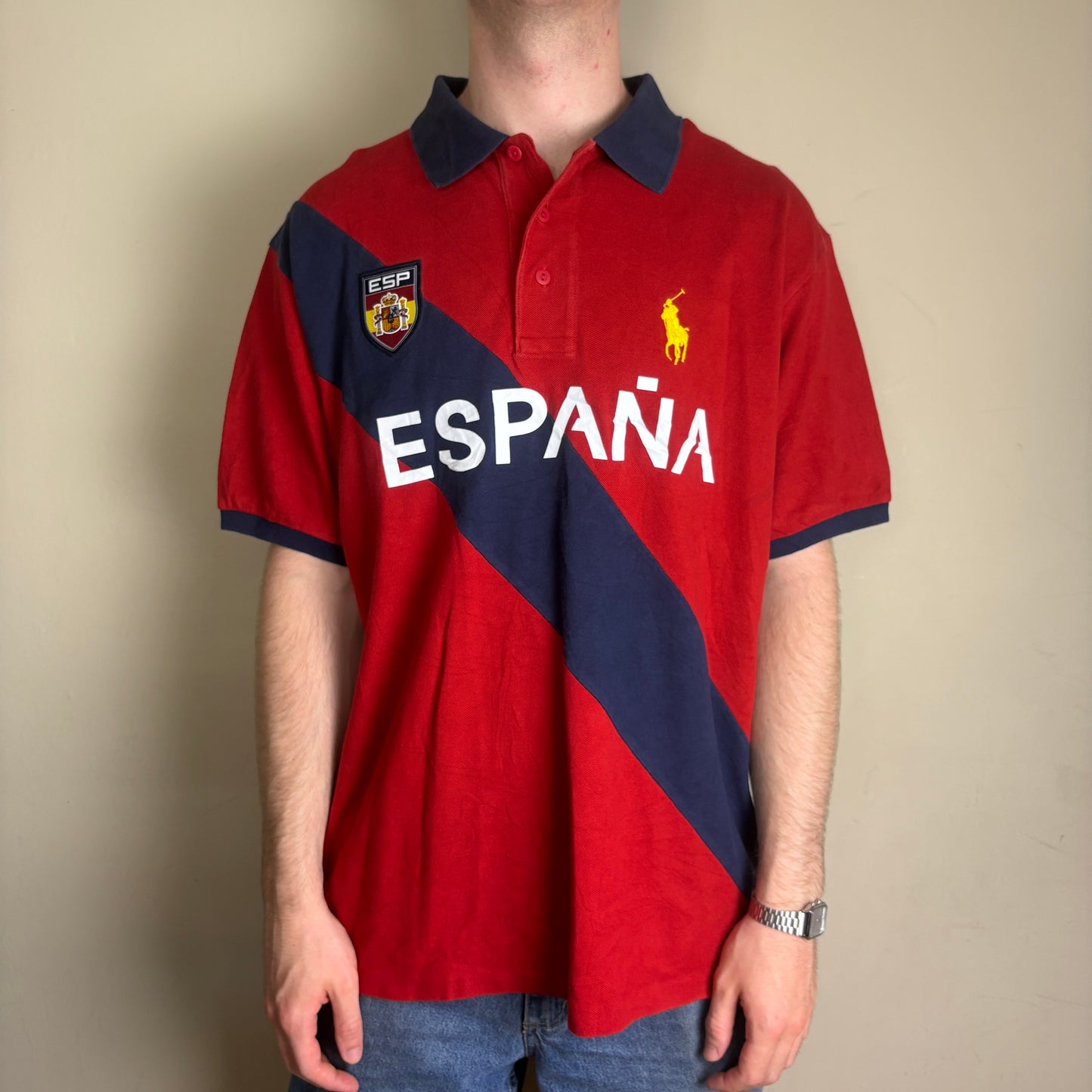 Vintage Ralph Lauren Spain Big Pony Chief Keef Red Polo Shirt - XL
