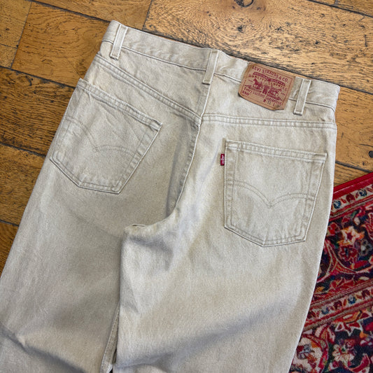 Vintage Levis 550 Relaxed Tapered Cream Denim Jeans - 31S