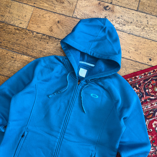 Vintage Oakley Blue Womens Sports Zip Hoodie Sweatshirt - XL