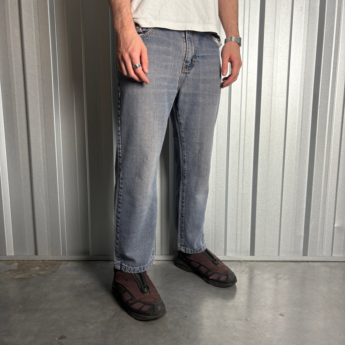 Vintage Diesel Blue Embroidered Y2K Baggy Jeans - 34S
