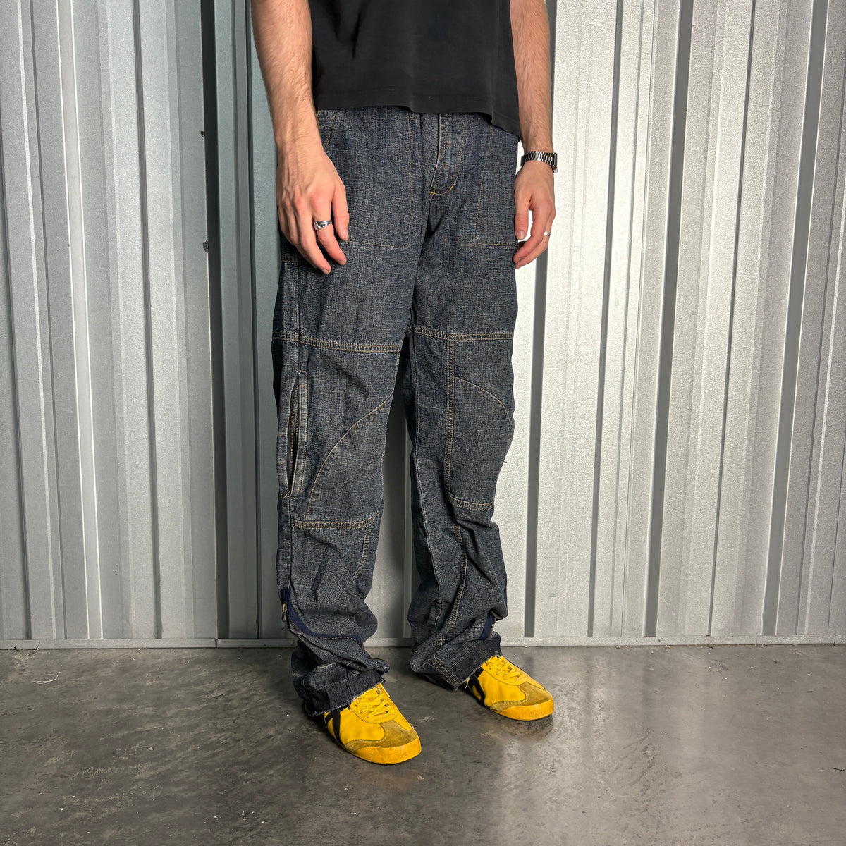 Embroidered Blue Japanese Denim Hip Hop Y2K Baggy Jeans - 38L