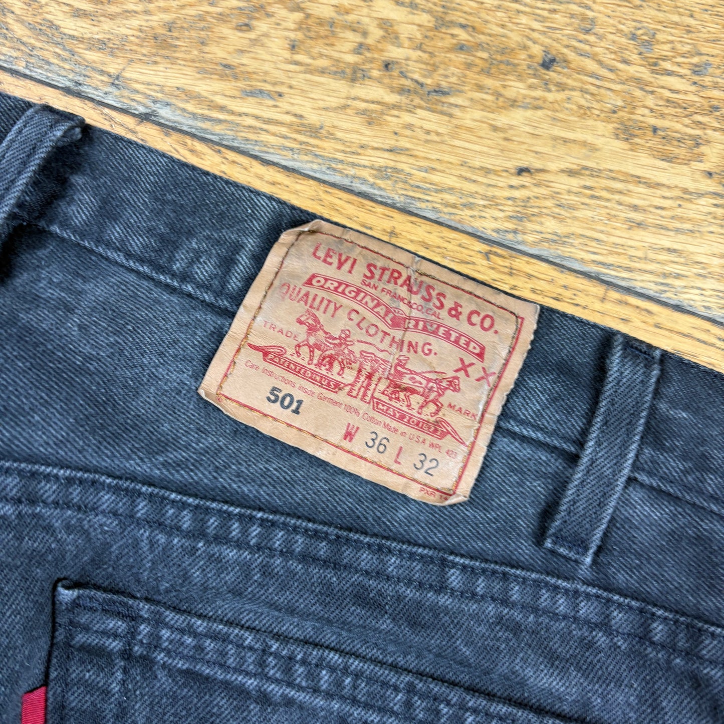 Vintage Levis 501 Straight Black Denim Jeans - 36