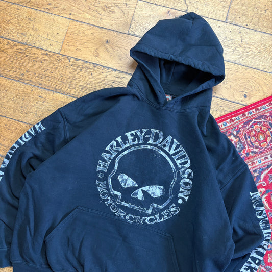 Vintage Harley Davidson Black Hoodie Sweatshirt - 2XL