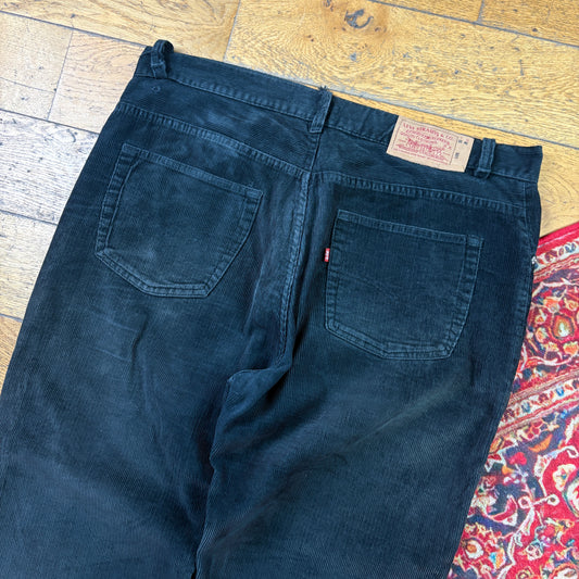 Vintage Levis 501 Straight Black Corduroy Cords Trousers - 42