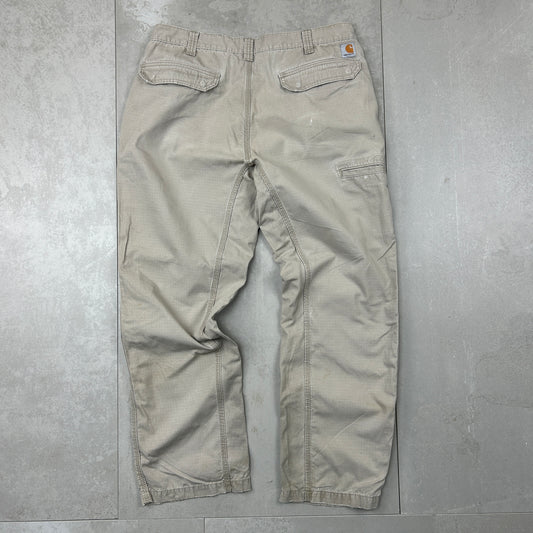 Vintage Carhartt Workwear Carpenter Cream Baggy Straight Trousers - 38