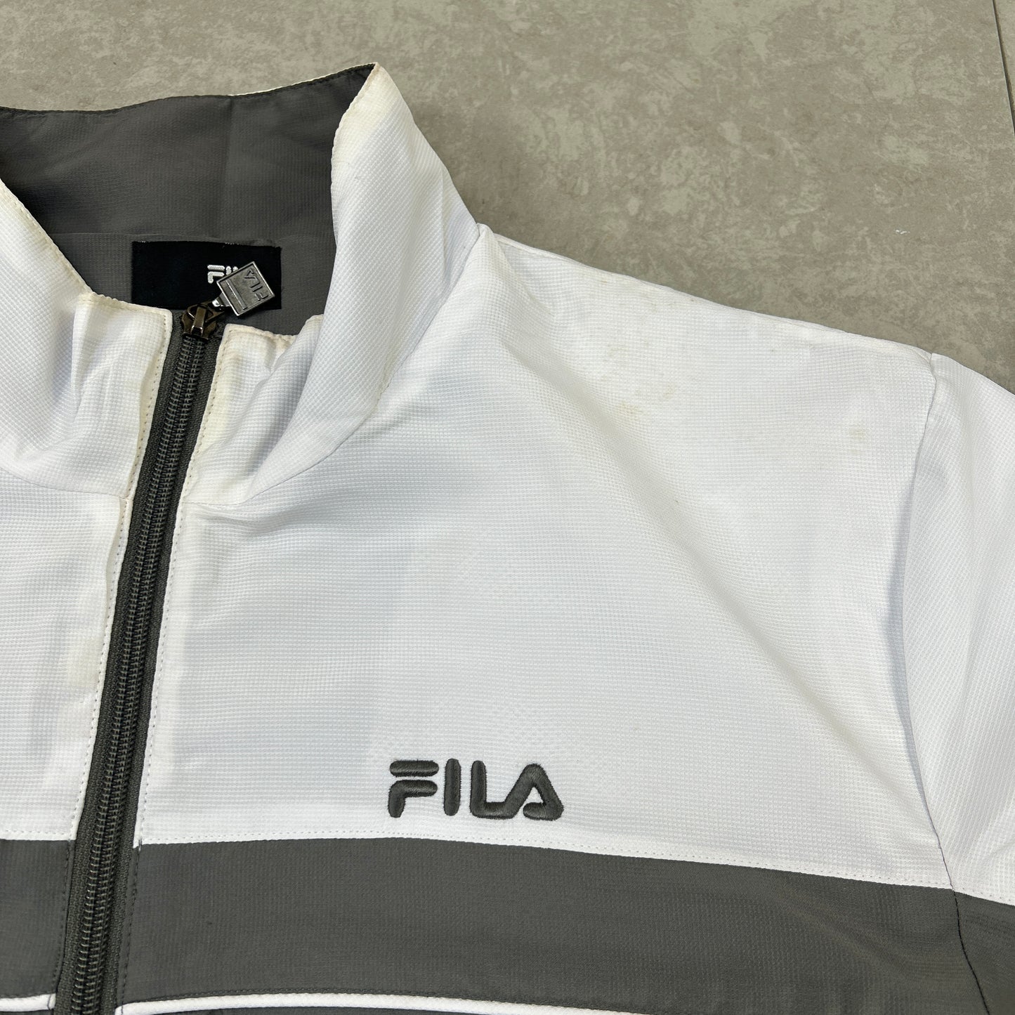 Vintage Fila Grey Tracksuit Track Shell Windbreaker Jacket - M