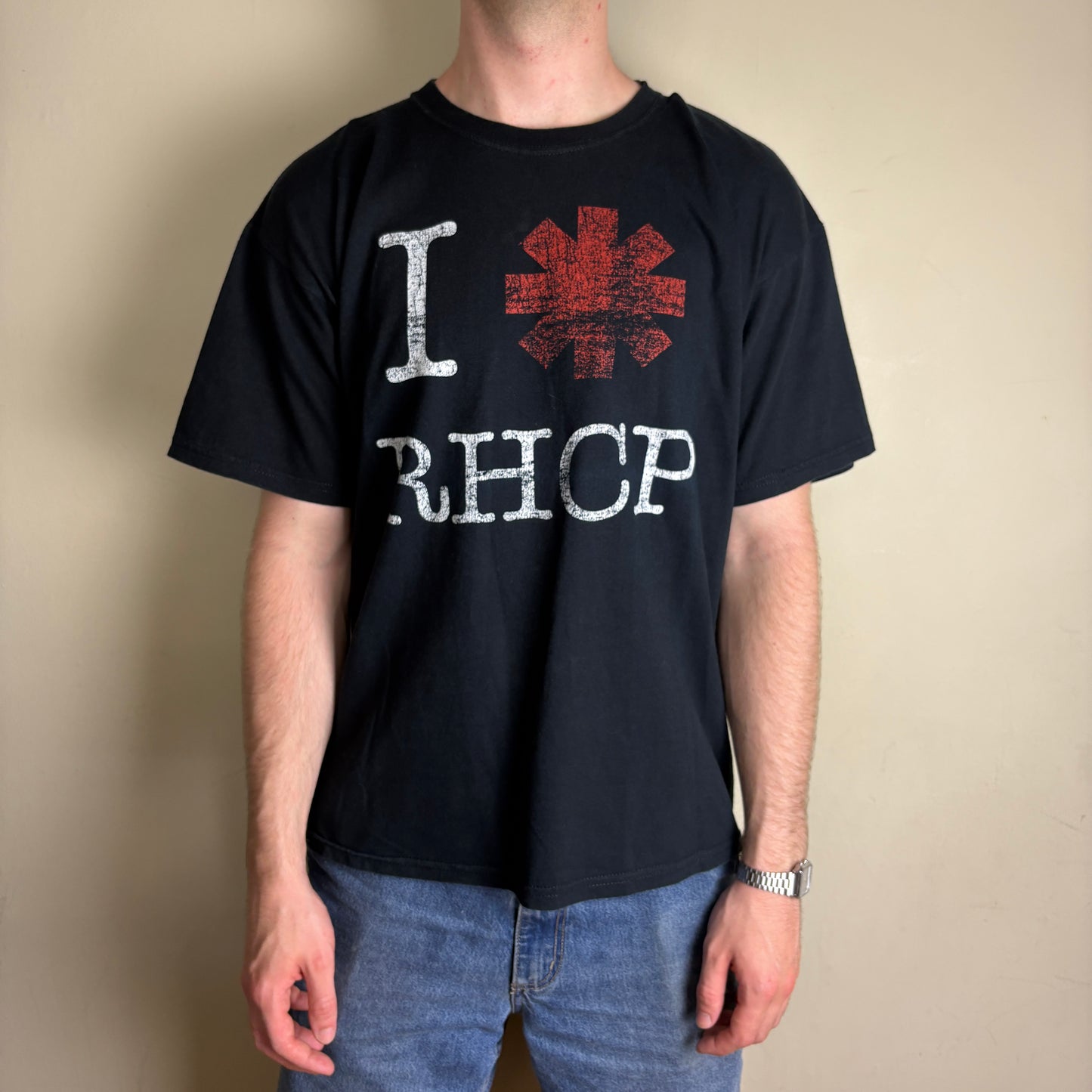 Vintage Red Hot Chilli Peppers Black Band Tee Graphic T-Shirt - L