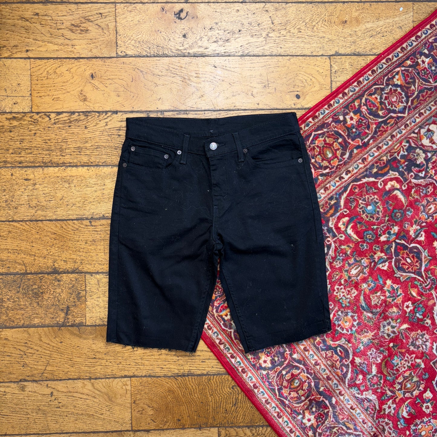 Vintage Levis 511 Slim Black Denim Shorts - 31