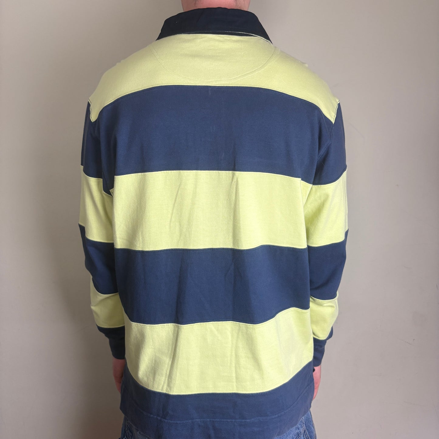 Vintage Kappa Green Blue Stripe Rugby Polo Shirt - L