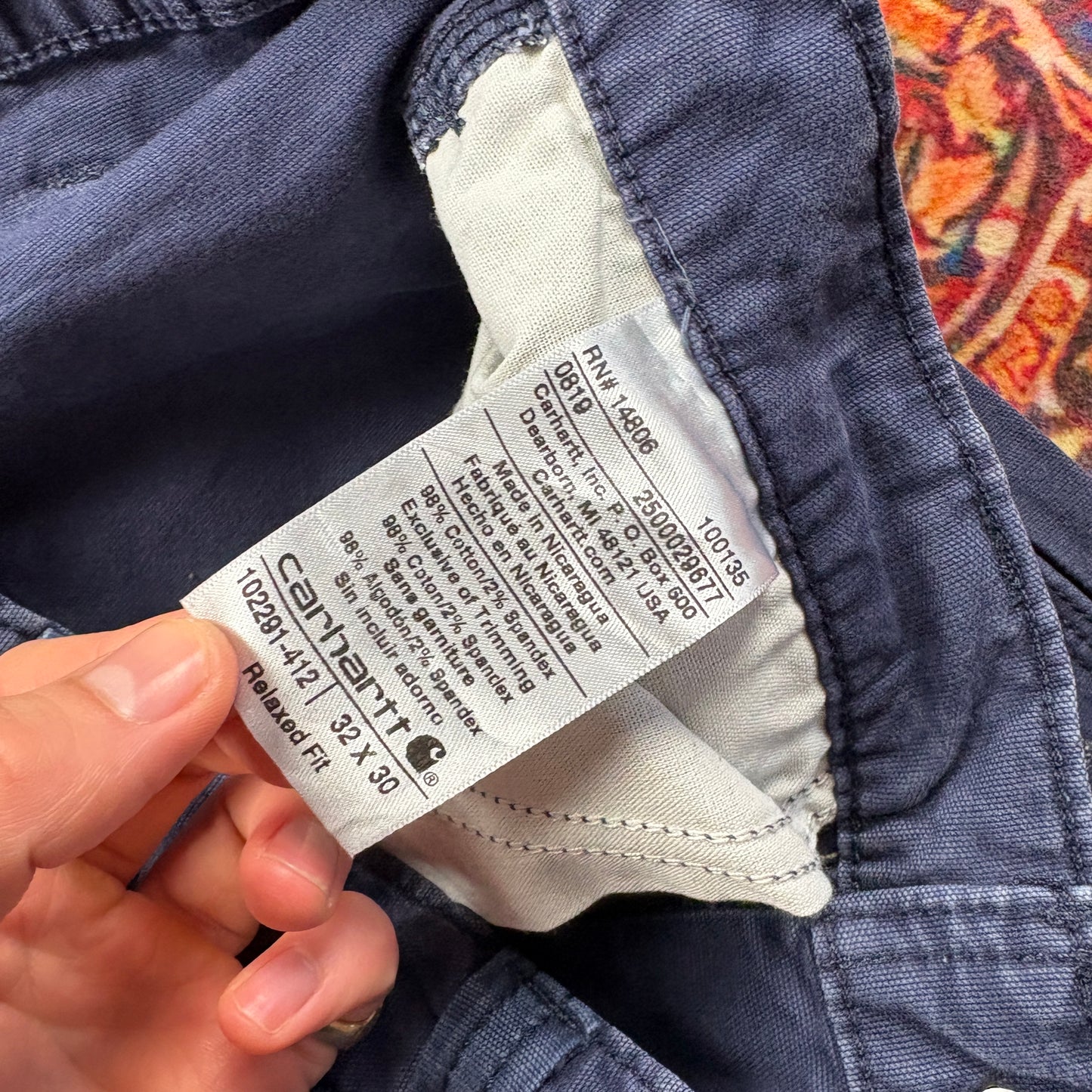 Vintage Carhartt Navy Workwear Carpenter Straight Trousers - 32