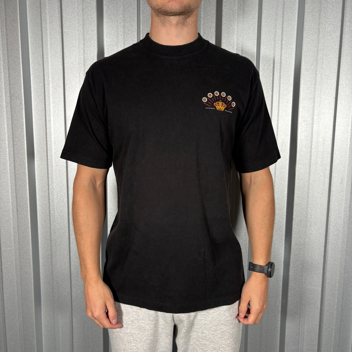 Stussy 90s Crown Black Graphic T Shirt - M
