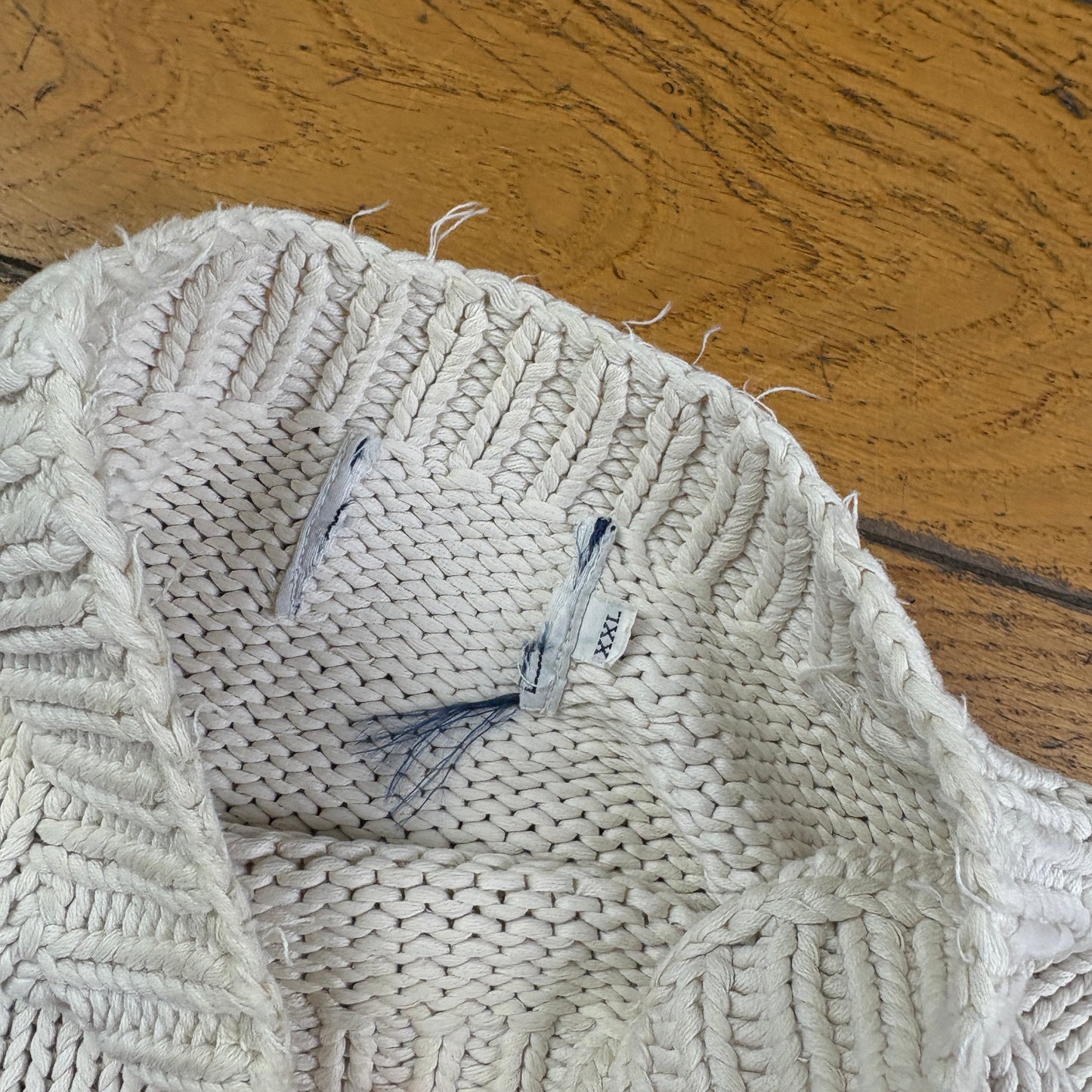 Vintage Tommy Hilfiger England Flag Cream Chunky Knit Jumper - 2XL