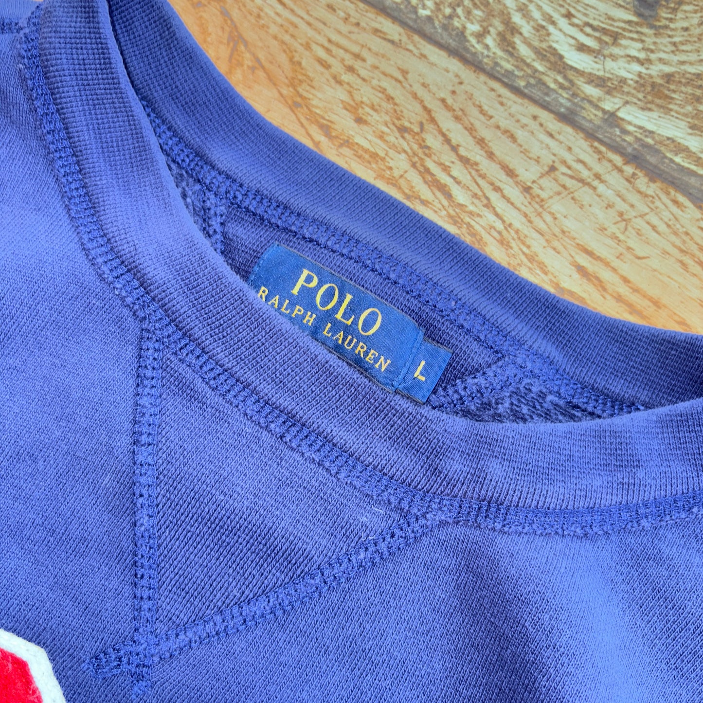 Vintage Ralph Lauren Polo Navy Spellout Embroidered Sweatshirt - L
